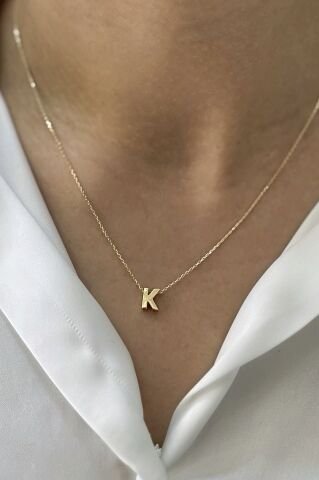 K Harfli Altın Kolye