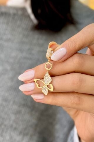 Kelebek Charm Altın Kolye Ucu