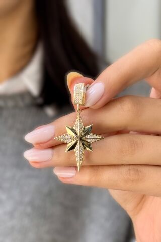 Kuzey Yıldızı Charm Altın Kolye Ucu