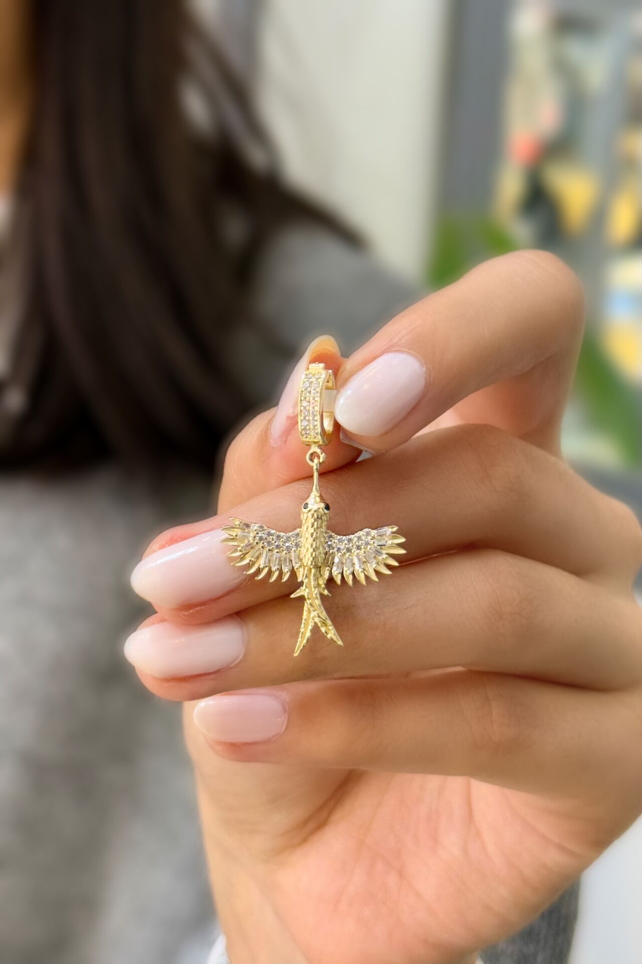 Anka Kuşu Charm Altın Kolye Ucu