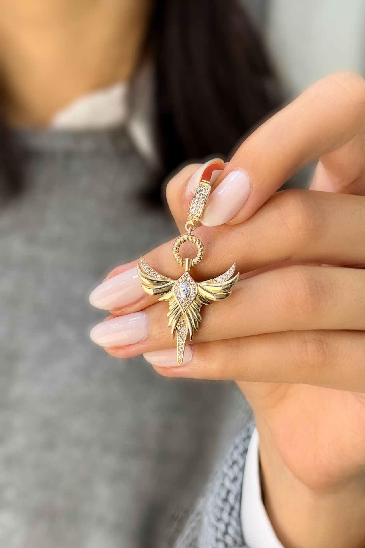 Anka Kuşu Charm Altın Kolye Ucu