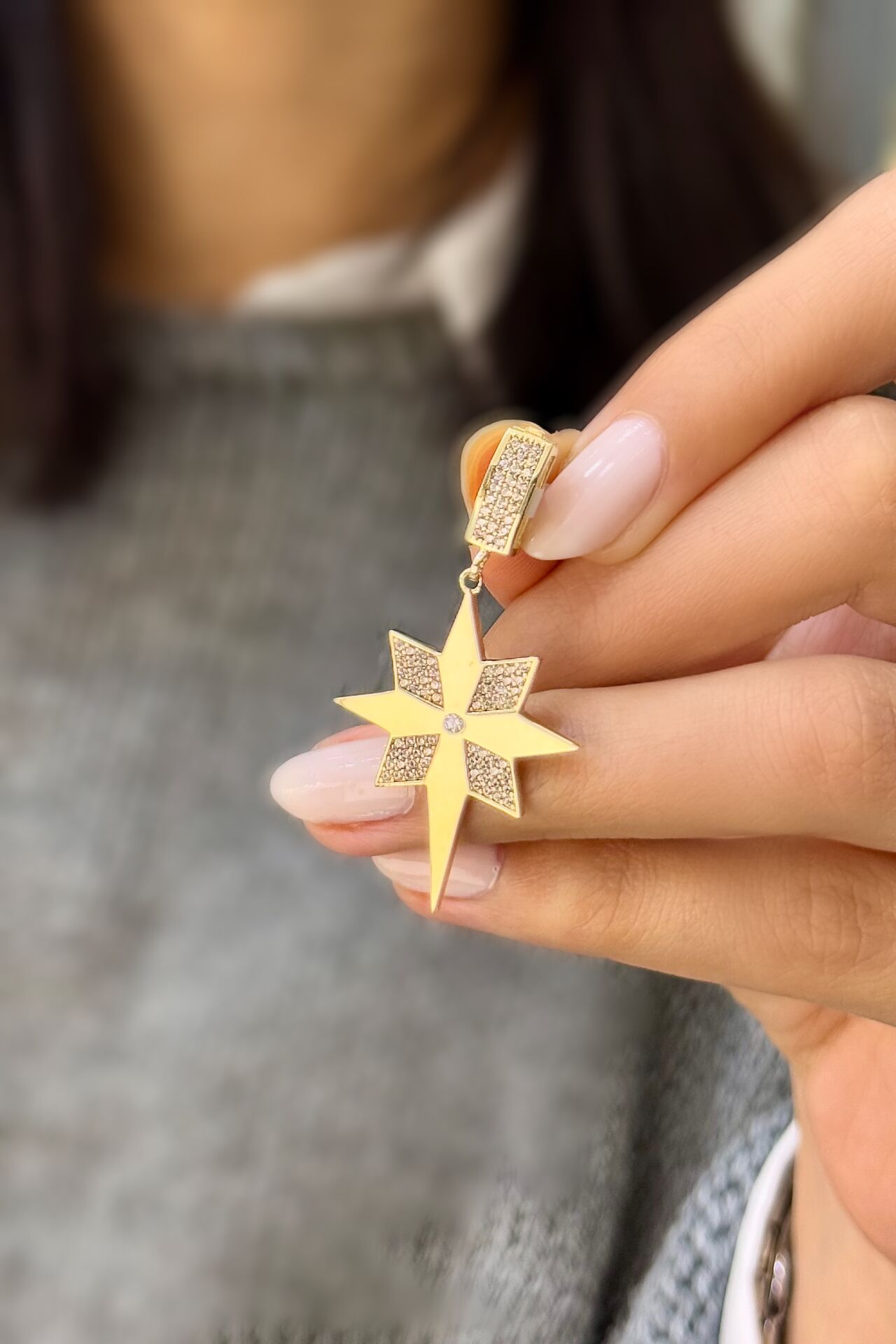 Kuzey Yıldızı Charm Altın Kolye Ucu