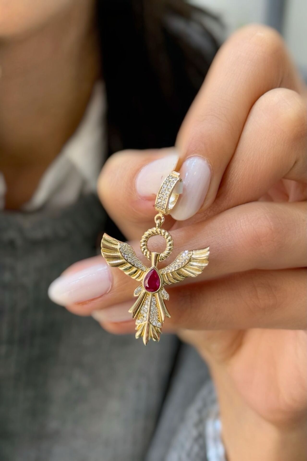 Anka Kuşu Charm Altın Kolye Ucu