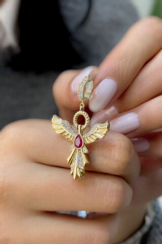 Anka Kuşu Charm Altın Kolye Ucu