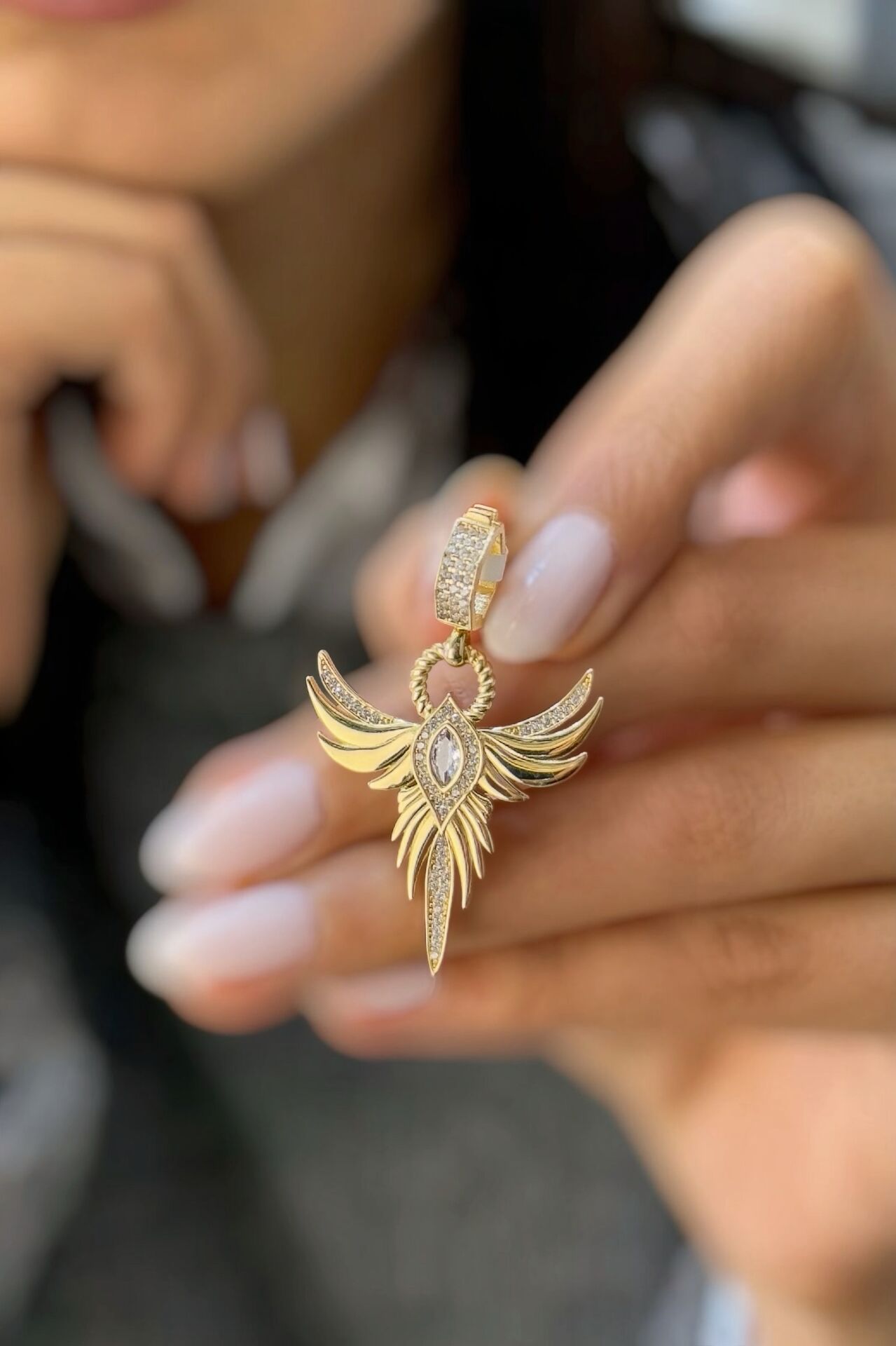 Anka Kuşu Charm Altın Kolye Ucu