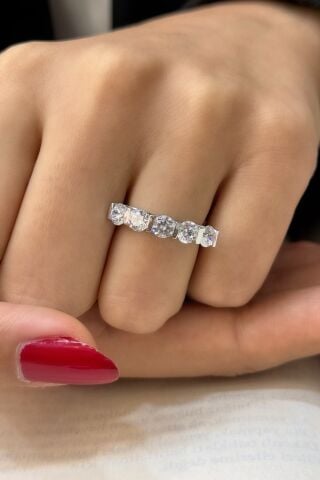 Beyaz Altın Beştaş Yüzük