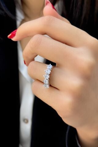 Beyaz Altın Beştaş Yüzük