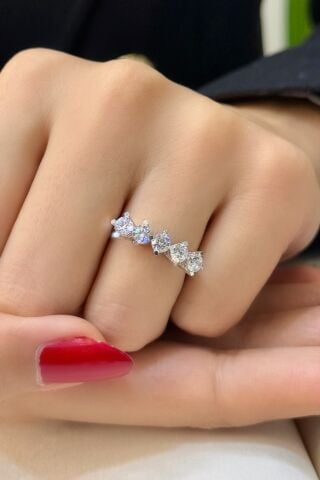 Beyaz Altın Beştaş Yüzük