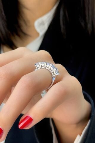 Beyaz Altın Beştaş Yüzük