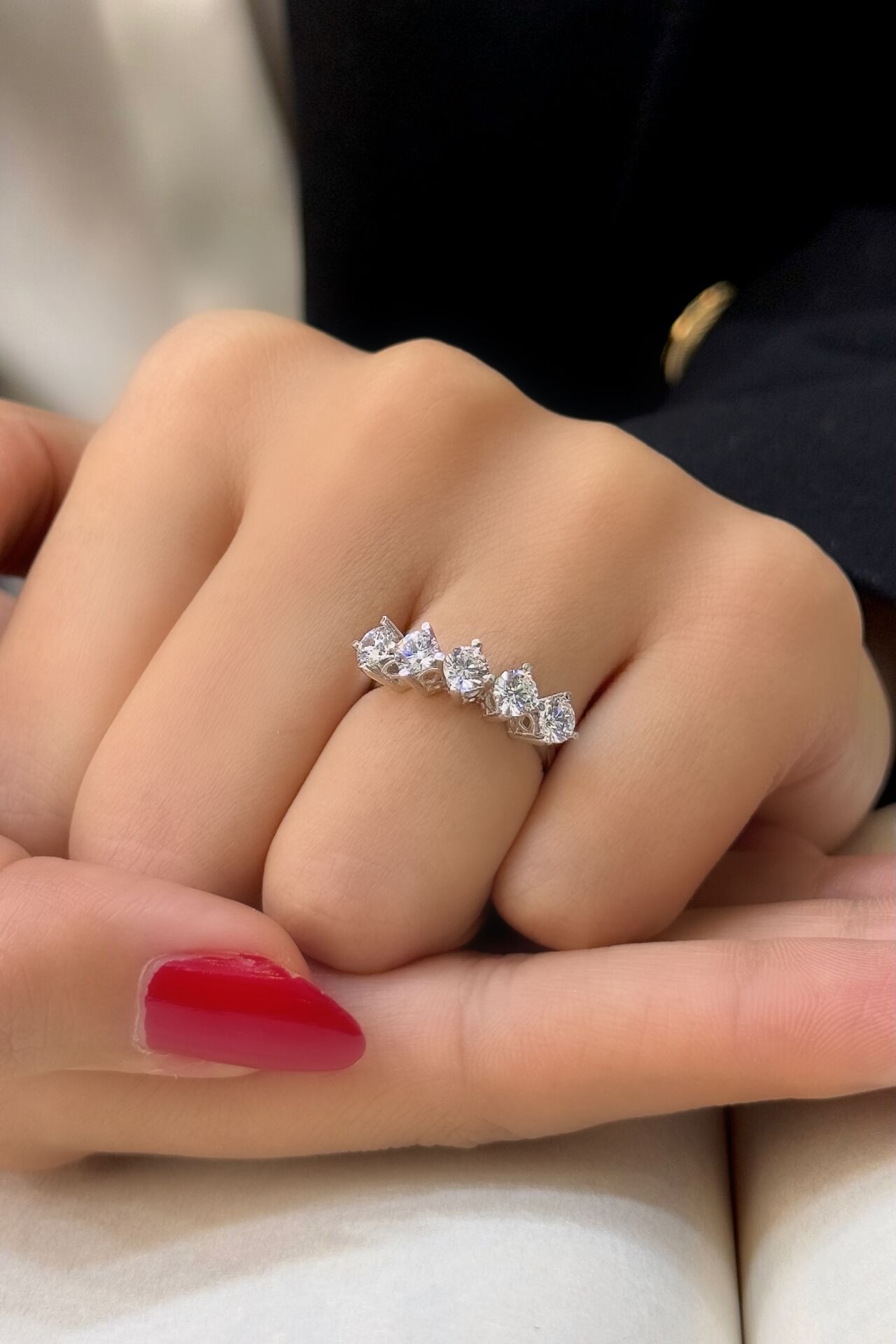 Beyaz Altın Beştaş Yüzük