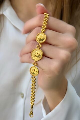 22 Ayar Altın Tuğralı Bileklik