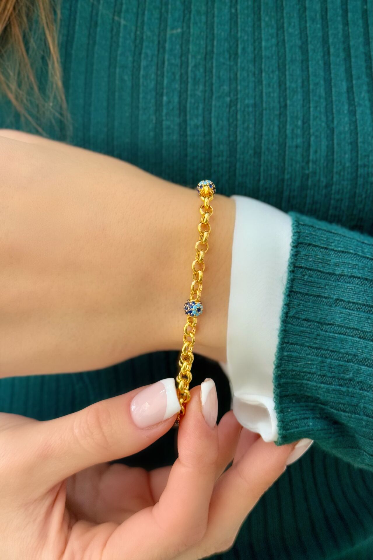 22 Ayar Altın Nazar Boncuklu Bileklik