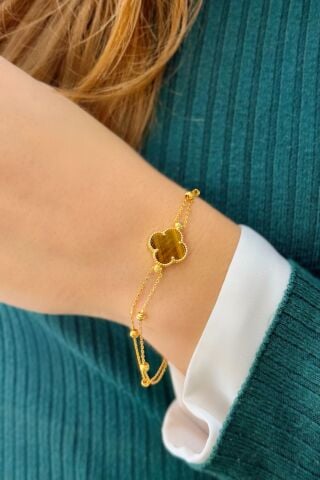 22 Ayar Altın Yoncalı Bileklik