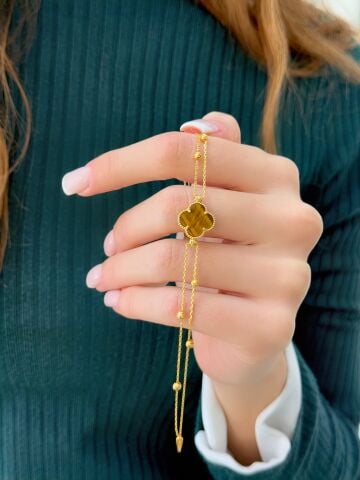 22 Ayar Altın Yoncalı Bileklik