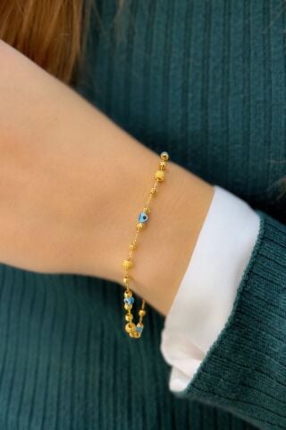 22 Ayar Altın Nazar Boncuklu Bileklik