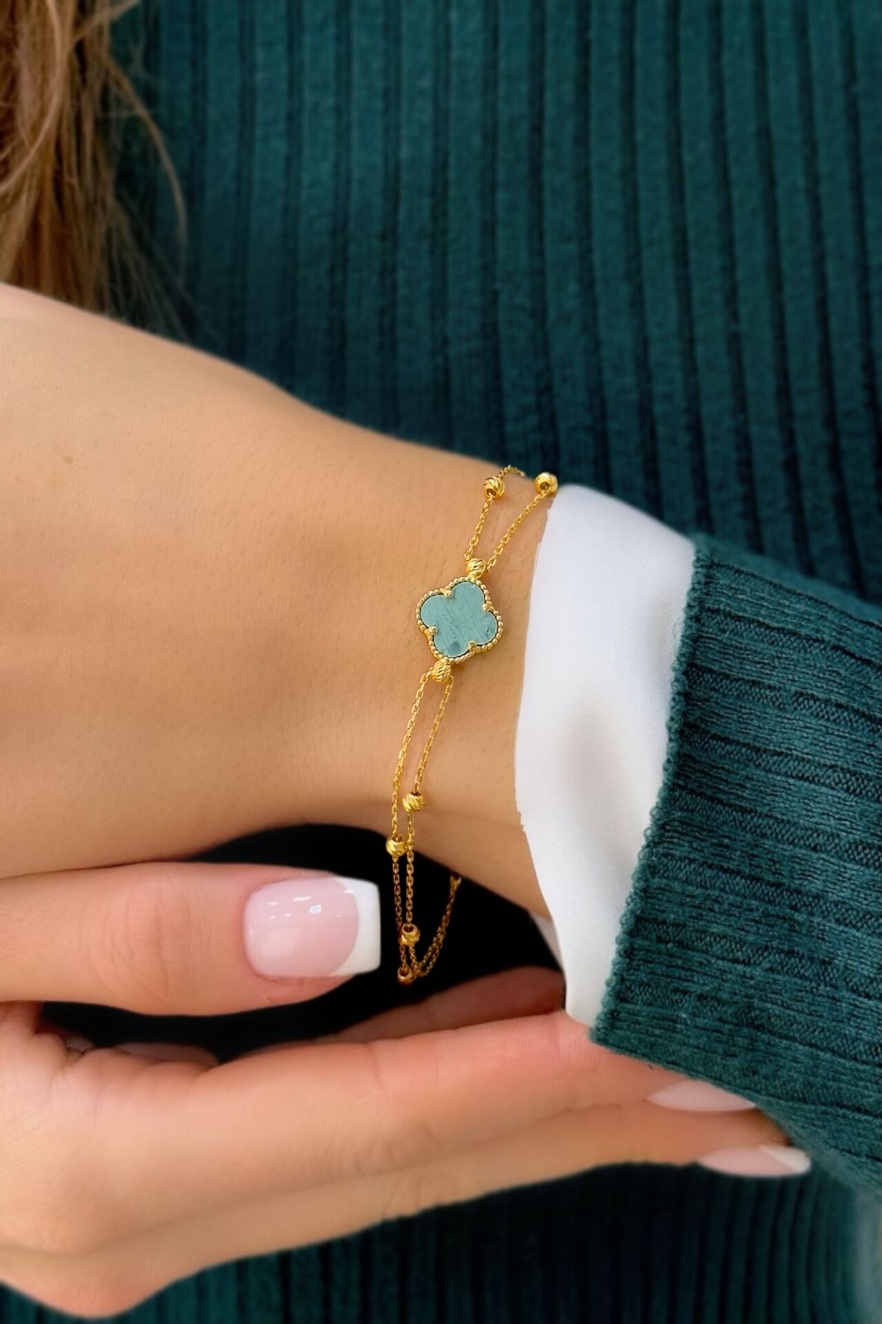 22 Ayar Altın Yoncalı Bileklik