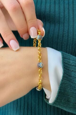 22 Ayar Altın Nazar Boncuklu Bileklik