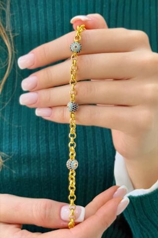 22 Ayar Altın Nazar Boncuklu Bileklik