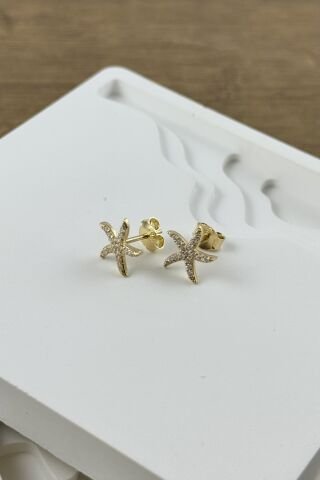 14 Ayar Altın Yıldız Küpe