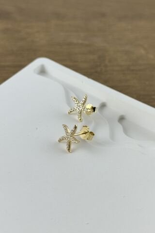 14 Ayar Altın Yıldız Küpe