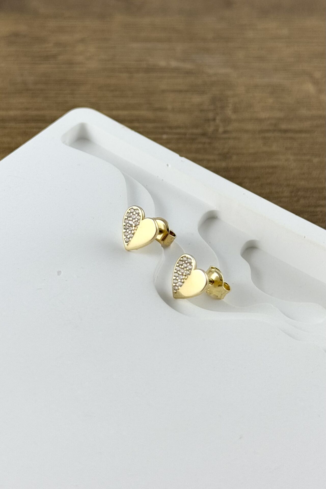 14 Ayar Altın Kalp Küpe