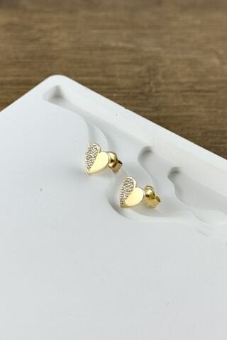 14 Ayar Altın Kalp Küpe