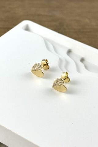 14 Ayar Altın Kalp Küpe