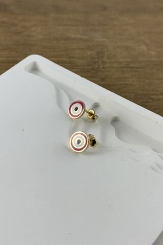 14 Ayar Altın Mineli Nazar Boncuklu Küpe