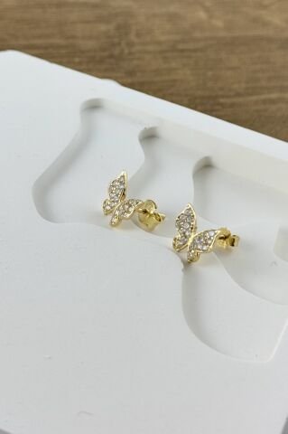 14 Ayar Altın Kelebek Küpe