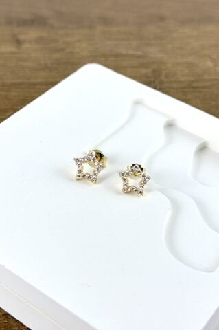 14 Ayar Altın Yıldız Küpe