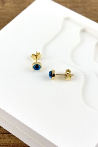 14 Ayar Altın Nazar Boncuklu Küpe