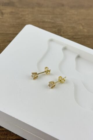 14 Ayar Altın Tektaş Küpe