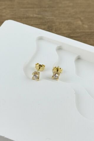 14 Ayar Altın Tektaş Küpe