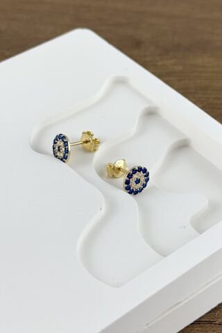 14 Ayar Altın Nazar Boncuklu Küpe