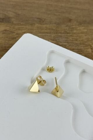 14 Ayar Altın Piramit Küpe