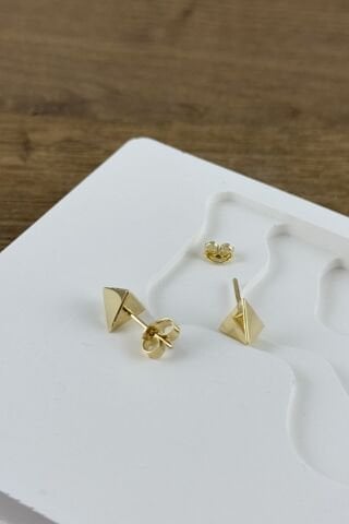 14 Ayar Altın Piramit Küpe