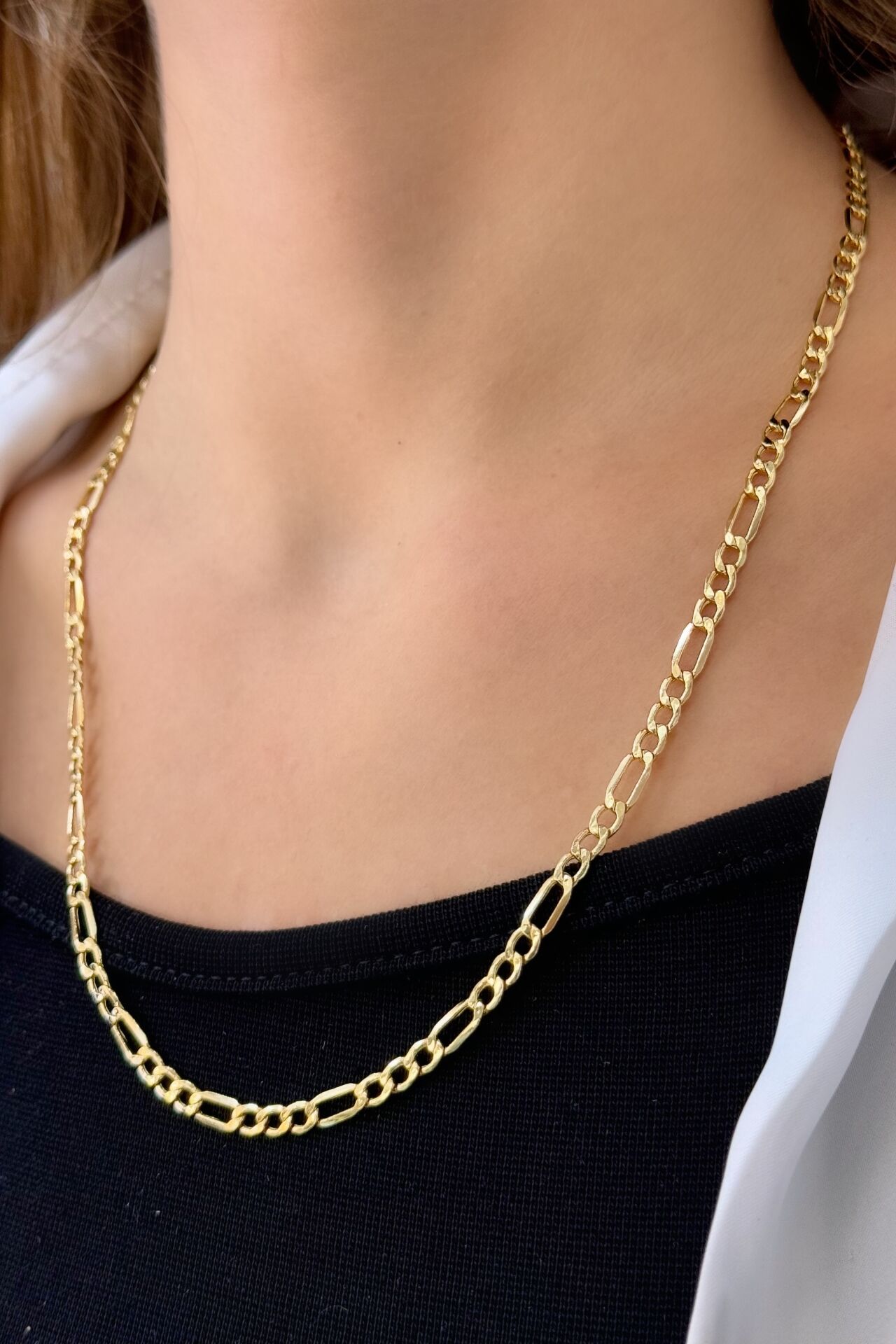 14 Ayar Altın Figaro Zincir (55 cm)