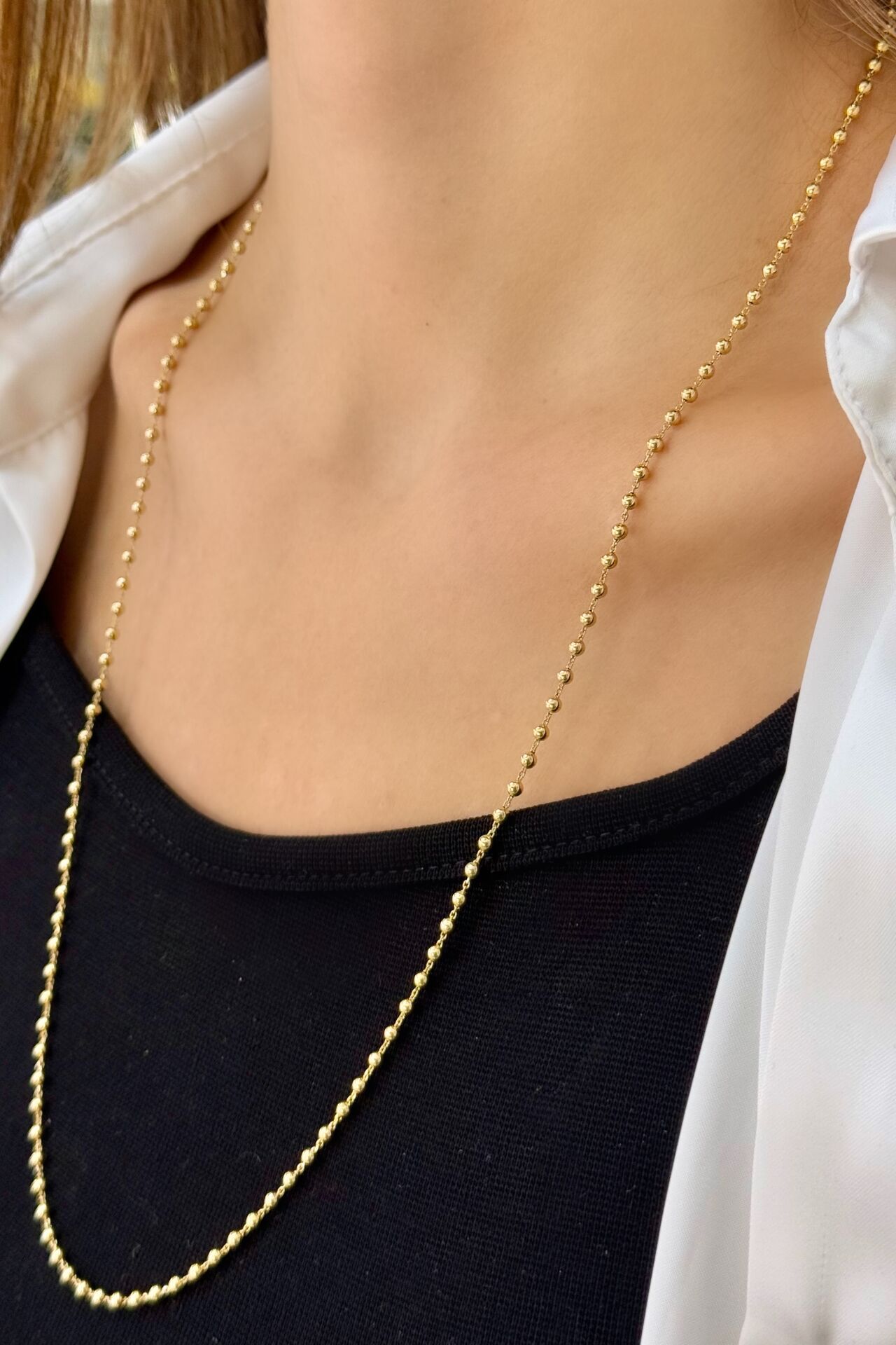 14 Ayar Altın Toplu Zincir (65cm)