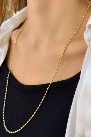 14 Ayar Altın Toplu Zincir (65cm)