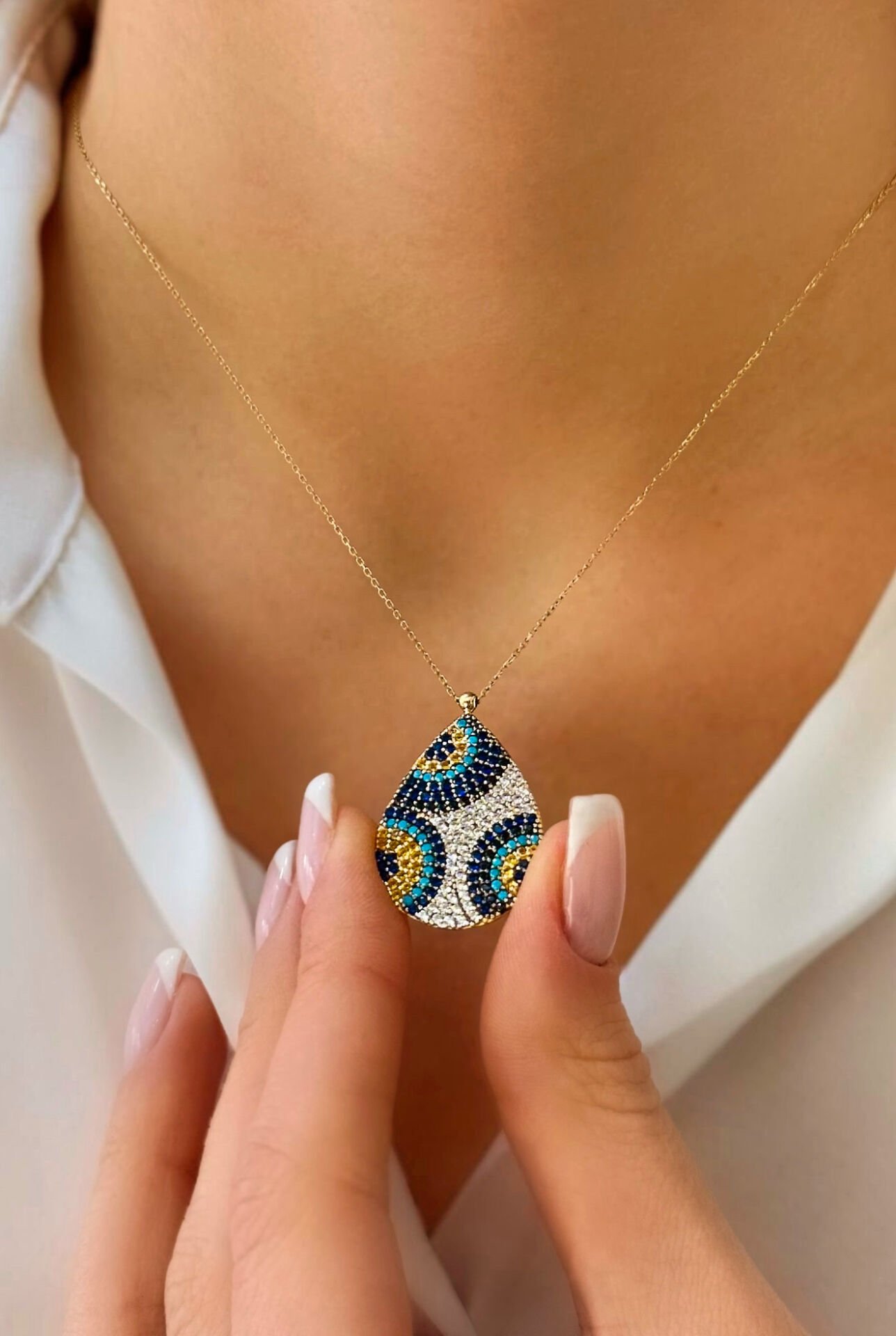 Nazar Boncuklu Altın Kolye