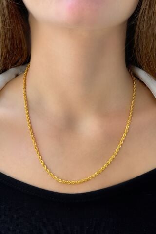 14 Ayar Altın Halat Burgu Zincir (50cm)