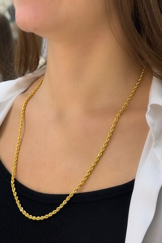 14 Ayar Altın Halat Burgu Zincir (60cm)