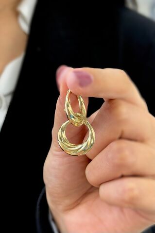 14 Ayar Altın Burgulu Midye Halka Küpe