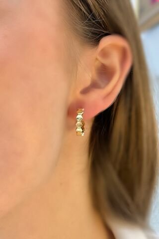 14 Ayar Altın Petek Halka Küpe