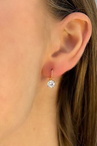 14 Ayar Altın Tek Taş Küpe