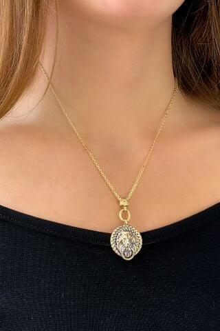 14 Ayar Sarı Altın Aslan Kolye
