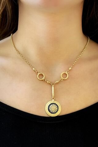 14 Ayar Sarı Altın Mineli Kolye