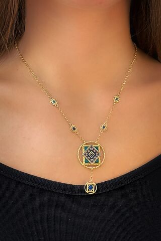 14 Ayar Sarı Altın Mineli Kolye