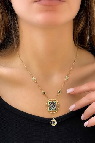 14 Ayar Sarı Altın Mineli Kolye