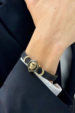 14 Ayar Altın Aslanlı Erkek Bileklik